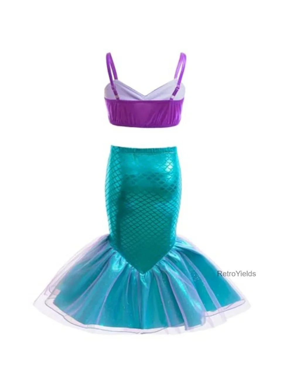 Toddler Girls 4pc Princess Tankini Swim Set with Mesh Skirt & Tiara